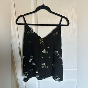 Socialite Black Floral Tank Top – Lined Cami – Size Medium